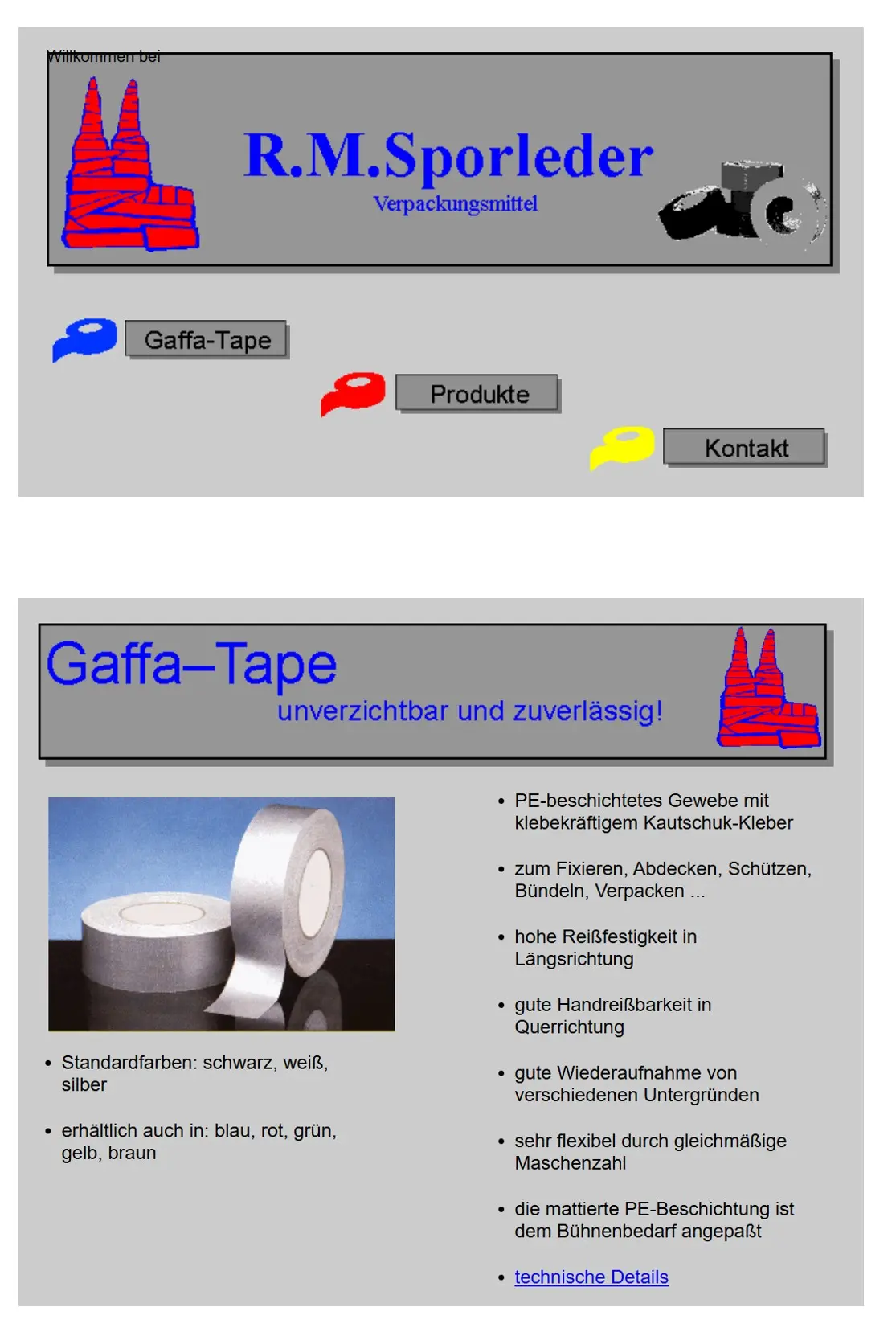 erste Webseite gaffatape.de 2001