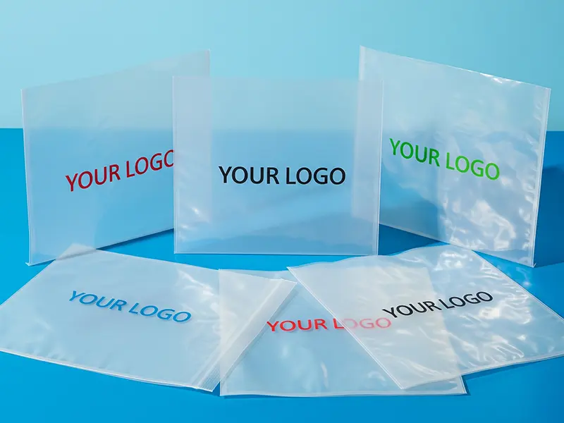 Beispielbild bedruckte Beutel Aufdruck "Your Logo" in verschiedenen Farben
