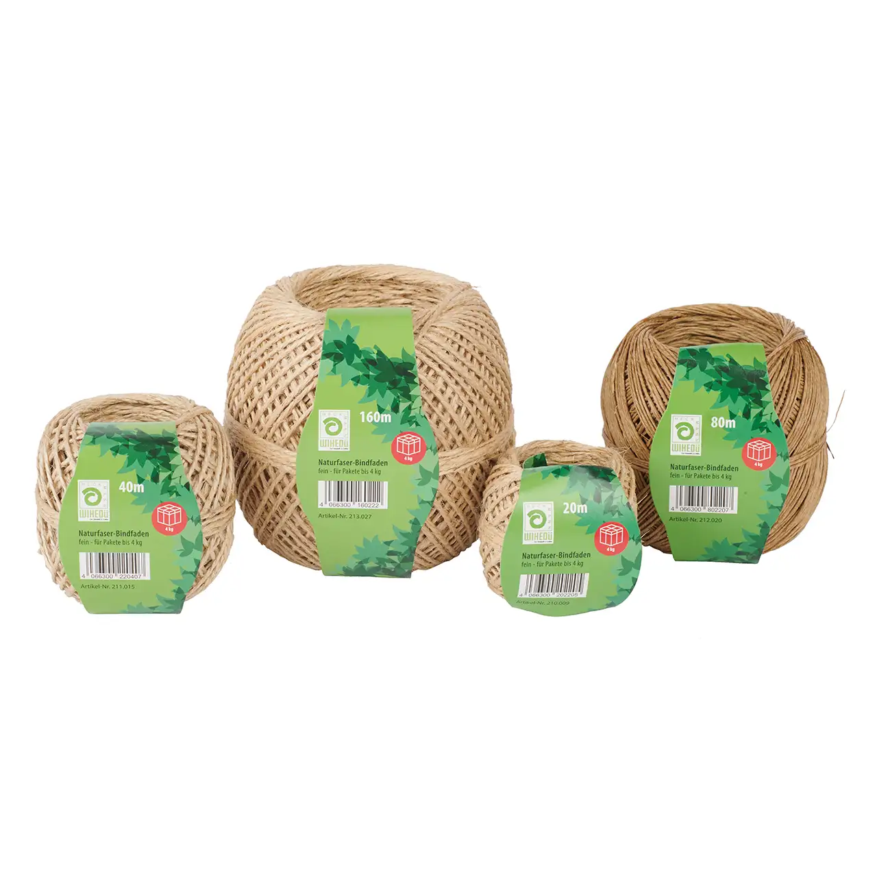 WIHEDÜ Flachsbindfaden Kordel fein für Pakete bis 4kg
