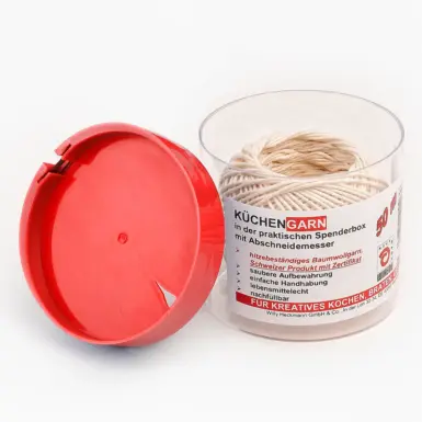 WIHEDÜ Kordelbox Kordelzwerg mit Baumwoll-Küchengarn weiß